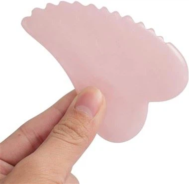 Comb Edge Rose Quartz Gua Sha Tool
