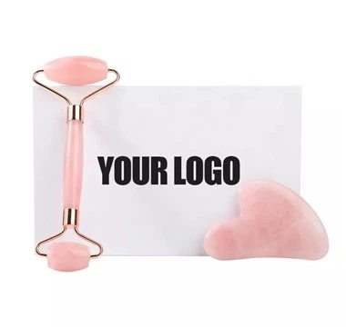 Nephrite Stone Pink Rose Quartz Jade Roller Og Gua Sha Sett